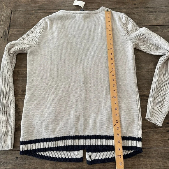 NWT Prince & Fox Medium Cable Cardigan Sweater Grandpa Oatmeal Navy New Longline - Picture 4 of 5